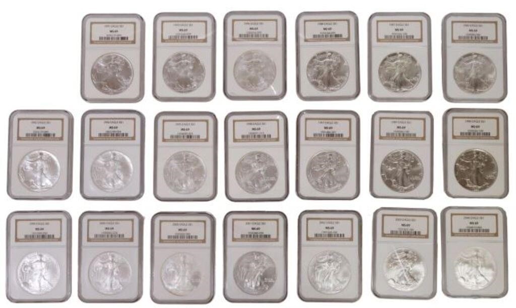 (20) SILVER EAGLE COIN SET,