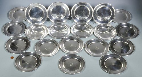 20 STERLING BREAD/BUTTER PLATES,