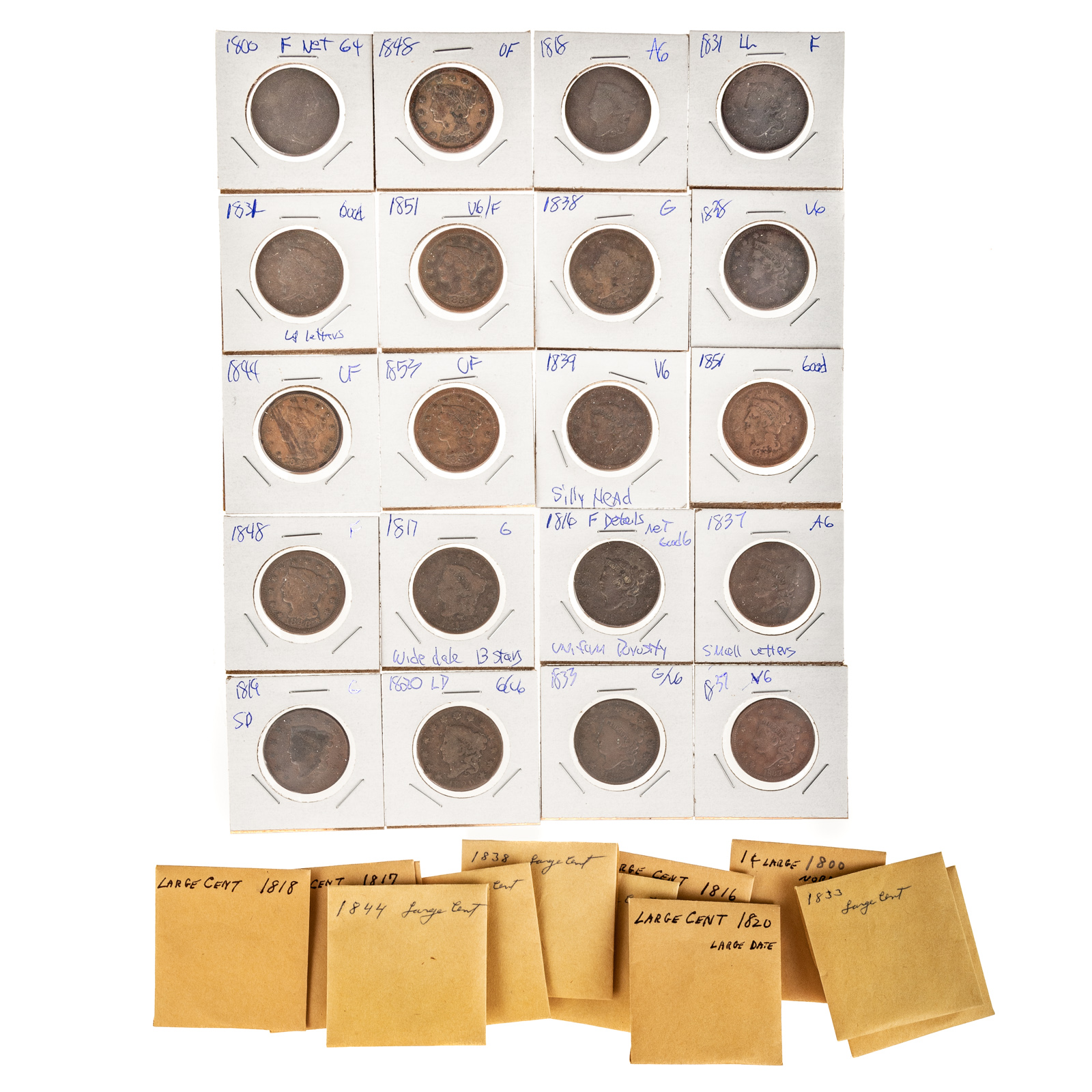 20 US LARGE CENTS 1800 Draped