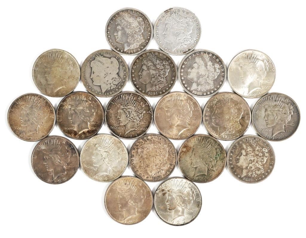 20 US SILVER DOLLARS, MORGAN &