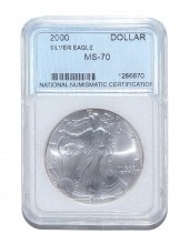 2000 SILVER EAGLE NNC MS70 Thi
