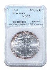 2001 SILVER EAGLE NNC MS70 Lis