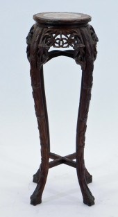 20C CHINESE CARVED WOOD & MARB