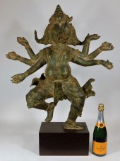 20C INDIAN PATINATED METAL SCU