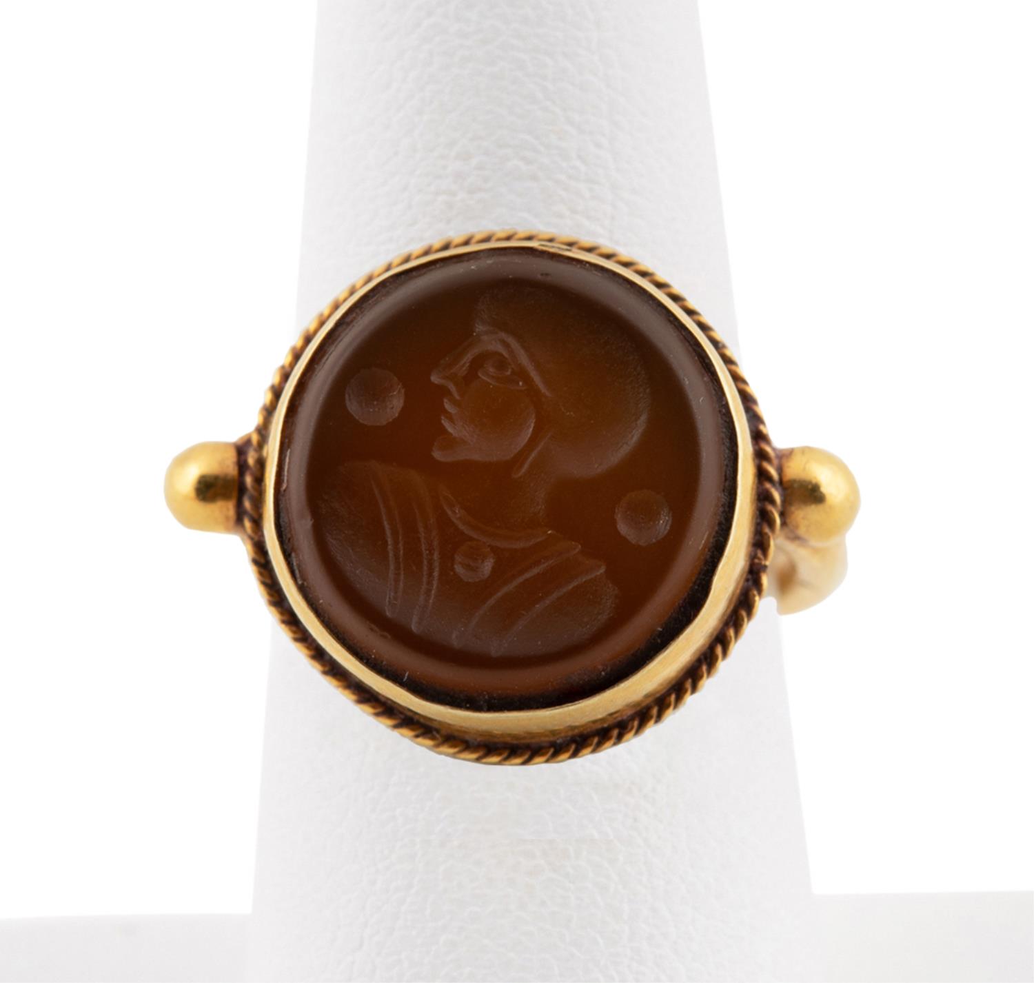 20K YELLOW GOLD & CARNELIAN