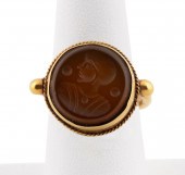 20K YELLOW GOLD & CARNELIAN IN