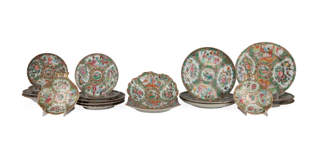 20PCS CHINESE EXPORT ROSE MEDALLION