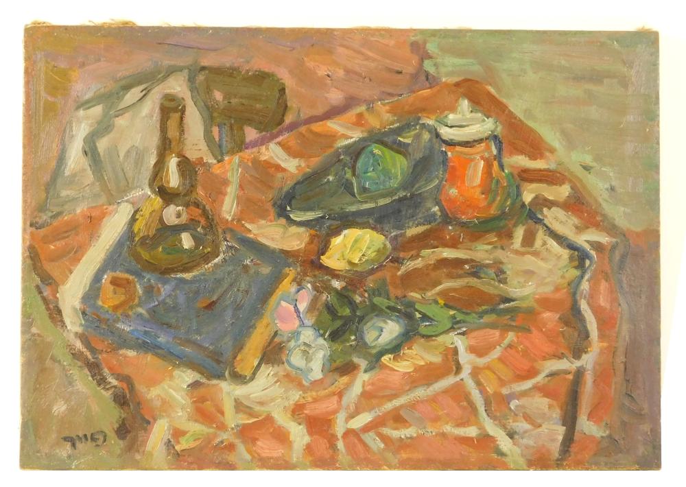 20TH C. ABSTRACT STILL LIFE, OIL ON
