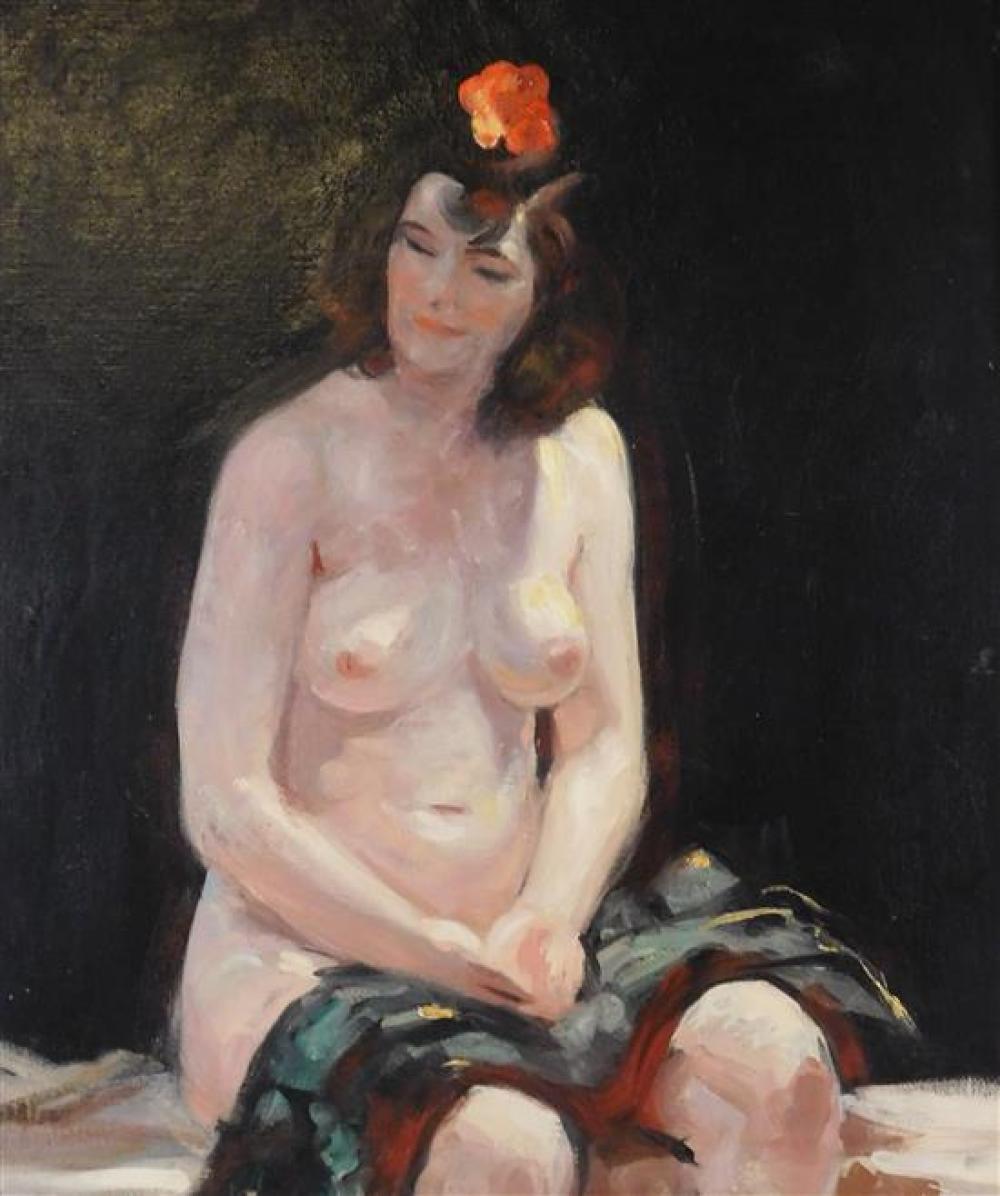 20TH C. ACRYLIC ON CANVAS, A NUDE