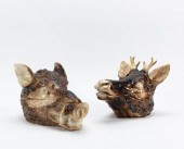 20TH C. BOAR'S & STAG'S HEAD E