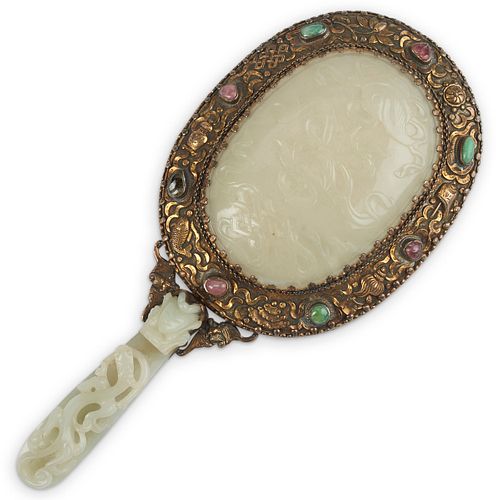 20TH C. CHINESE SILVER JADE BELT