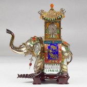 20TH C. ENAMELED SILVER ELEPHA
