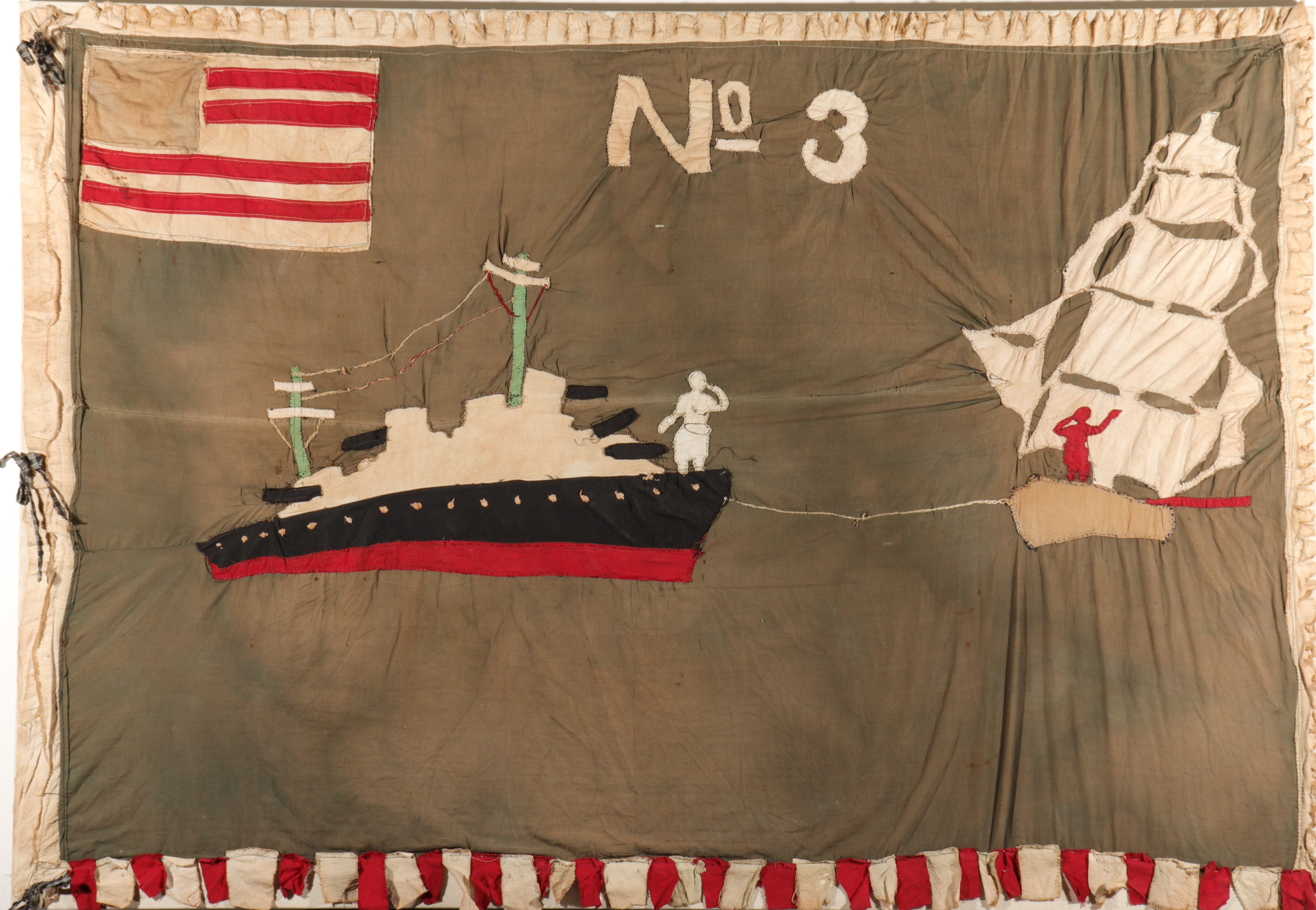 20TH C. GHANA ASAFO FLAG W SHIP &