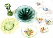 20th C. glass  nine pieces: on