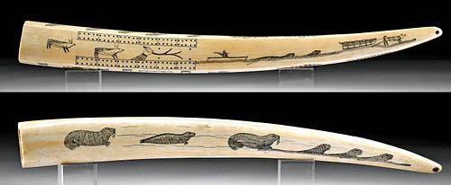 20TH C. INUIT SCRIMSHAWED WALRUS