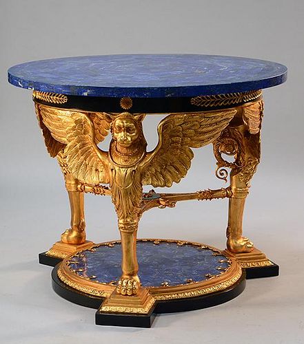 20TH C. LAPIS LAZULI AND GILT