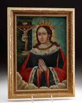 20TH C. MEXICAN TIN RETABLO, V