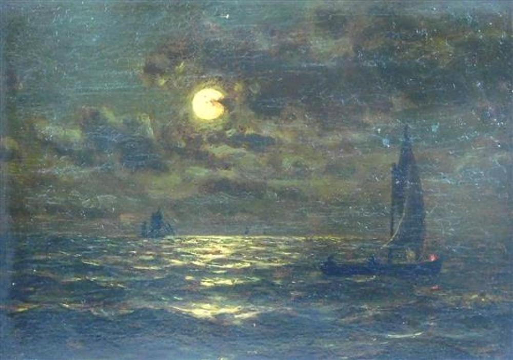 20TH C. NIGHTTIME SEASCAPE, OIL