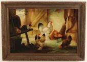 20TH C. O/C BARNYARD SCENE PAI