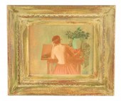 20TH C. OIL ON BEESWAX COATED
