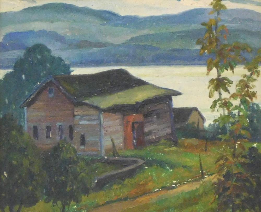 20TH C. OIL ON BOARD, A COTTAGE