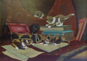 20TH C. OIL ON CANVAS, FIVE KI