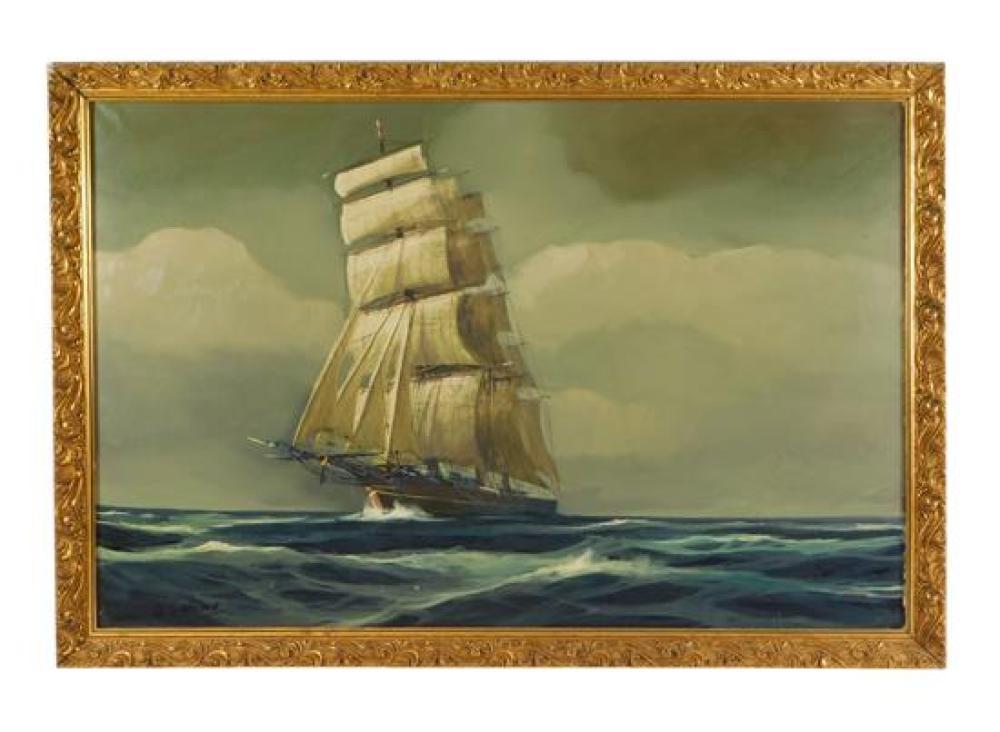 20TH C. OIL ON CANVAS OF CLIPPER