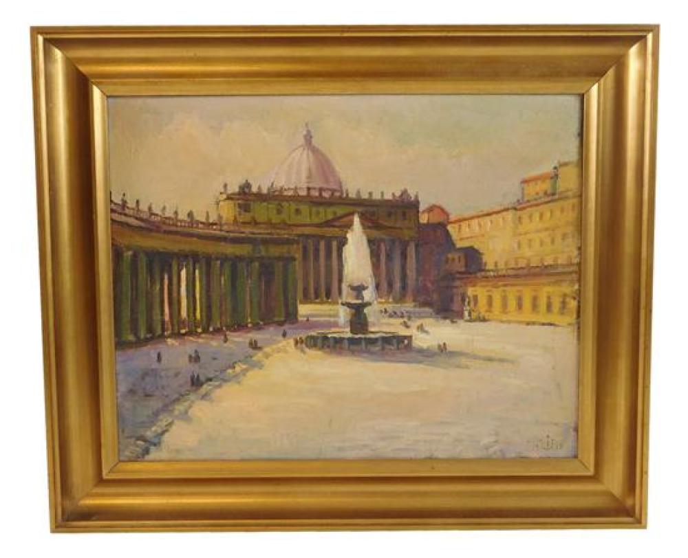 20TH C. OIL ON CANVAS, "VATICAN",