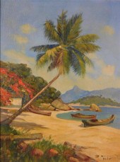 20TH C. OIL ON CANVAS, TROPICA