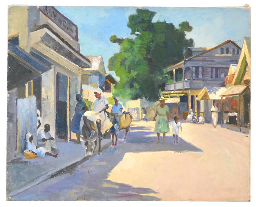 20TH C. OIL ON CANVAS, STREET SCENE