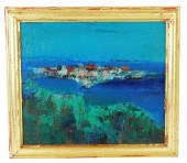 20TH C. OIL ON LINEN, HARBOR S