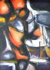 20TH C. OIL ON MASONITE, ABSTR