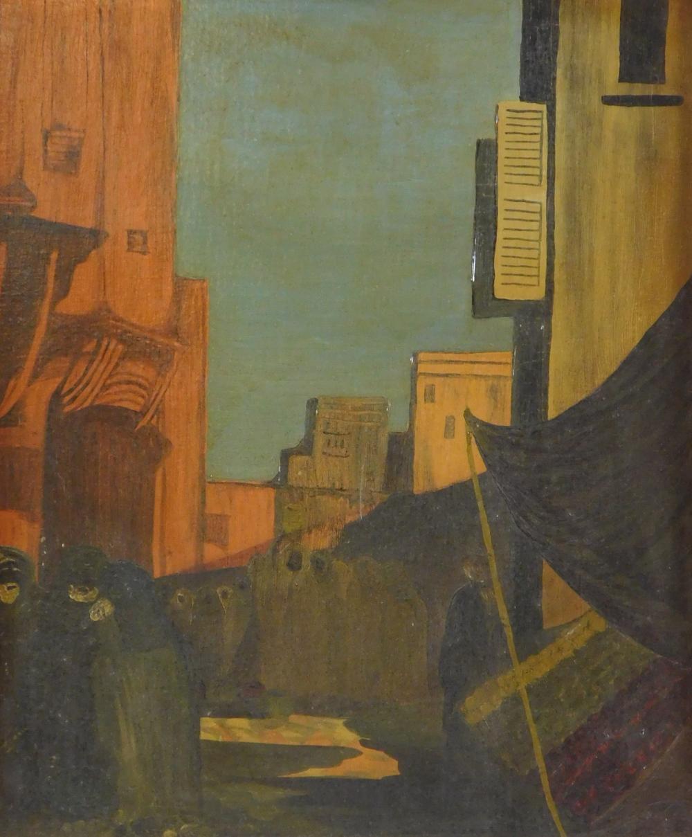 20TH C. OIL ON PANEL, MARKET