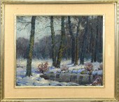 20TH C. OIL, WINTER LANDSCAPE,