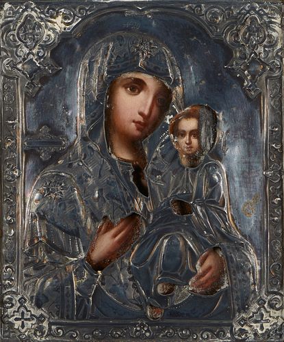 20TH C. RUSSIAN ICON MADONNA &