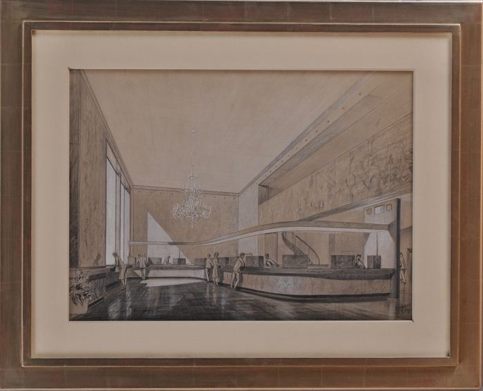 20TH C. SCHOOL: BANK INTERIOR