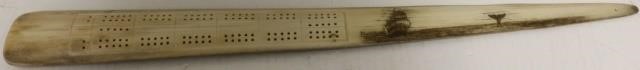 20TH C SCRIMSHAW CRIBBAGE BOARD,