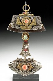 20TH C. TIBETAN LEATHER & SILV