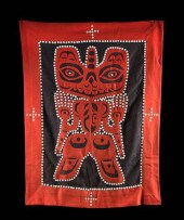 20TH C. TLINGIT FELT & BUTTON