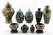 20TH CENTURY, 9 CLOISONNE JARS