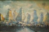 20TH CENTURY, CITYSCAPE, OIL O