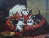 (20TH CENTURY) FIVE CATS ON A