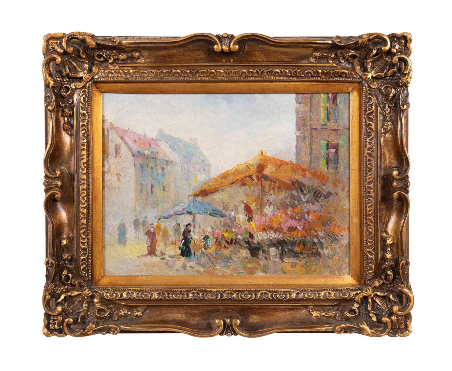 20TH CENTURY 'MARKET SCENE' OIL