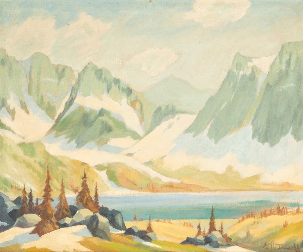 20TH CENTURY: MOUNTAIN LANDSCAPEoil