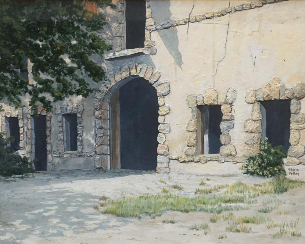 20TH CENTURY SCHOOL, COURTYARD, OIL