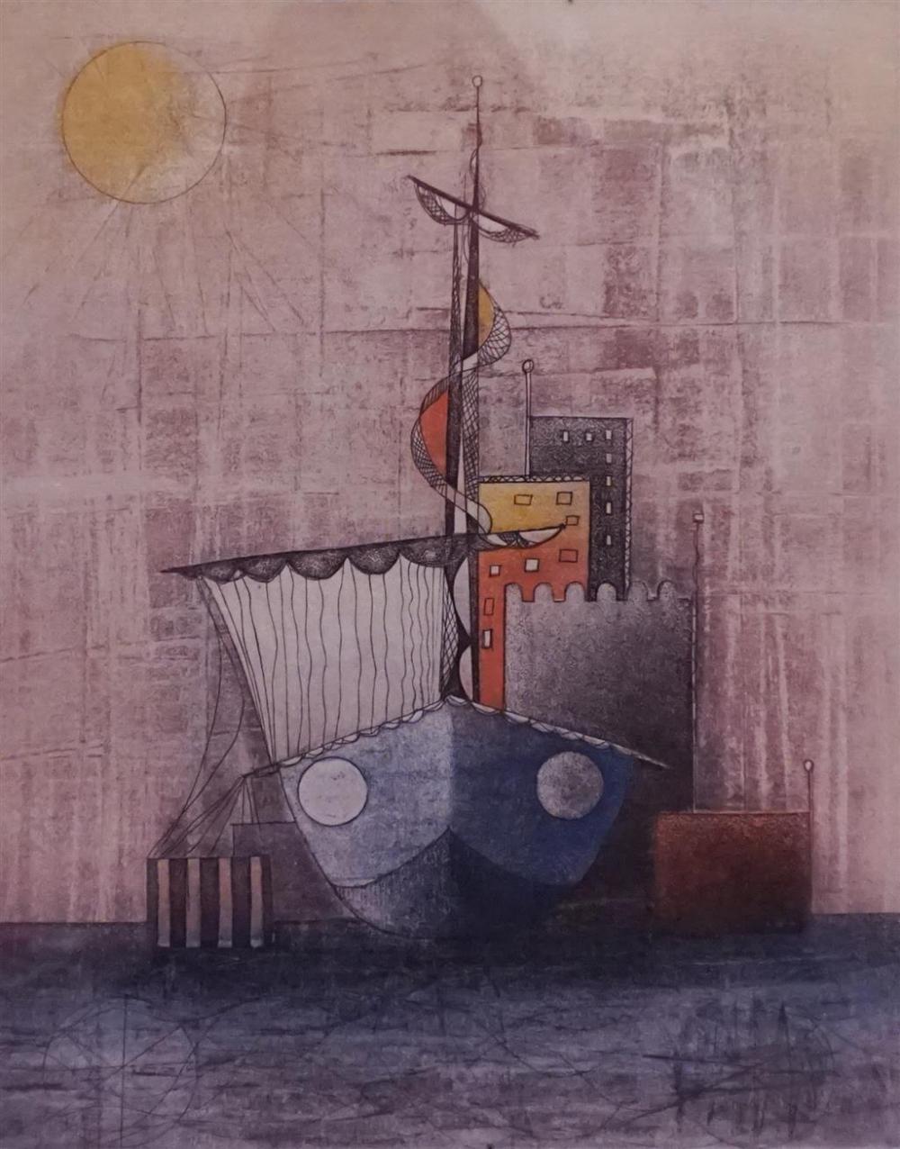 20TH CENTURY SCHOOL, DOCKED BOAT,