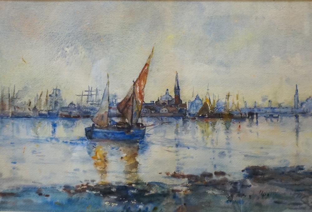 20TH CENTURY SCHOOL, SAILBOATS AT