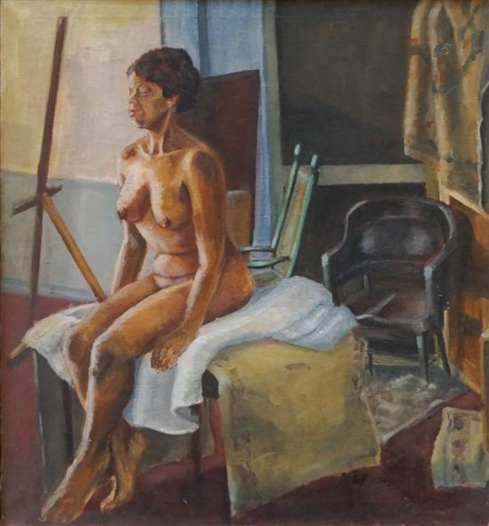20TH CENTURY SCHOOL, SEATED NUDE,