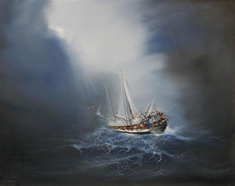 20TH CENTURY SCHOOL, SHIP ON STORMY