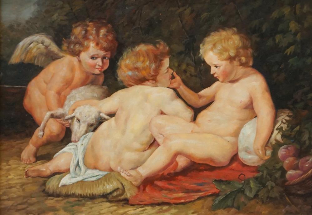20TH CENTURY SCHOOL, THREE CHERUBS,